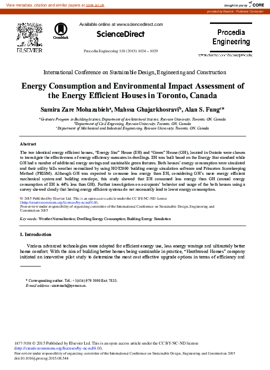(PDF) Energy Consumption and Environmental Impact Assessment of the ...