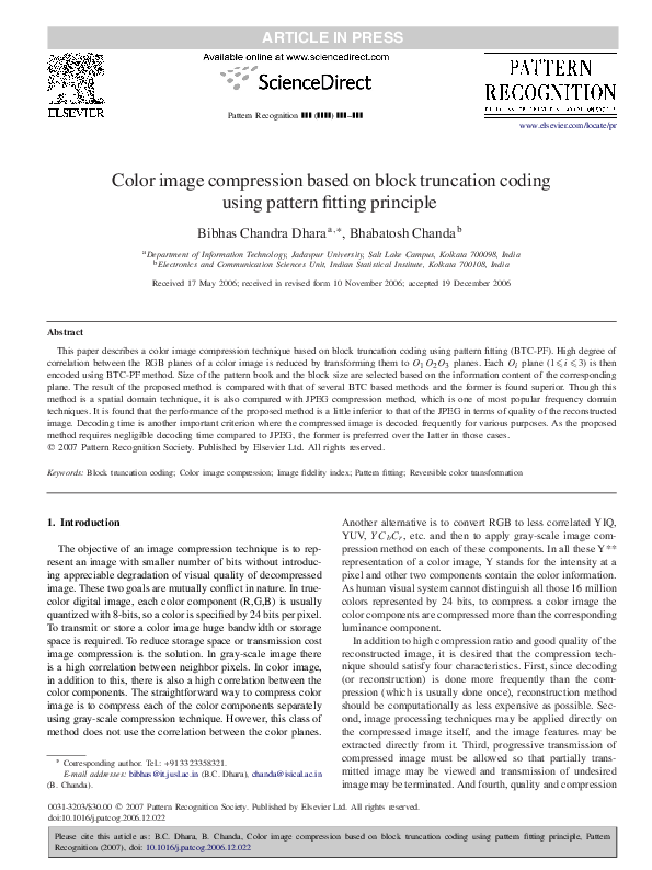 (PDF) Color image compression based on block truncation coding using ...