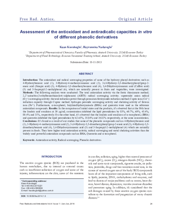 (PDF) Assessment of the antioxidant and antiradicalic capacities in ...