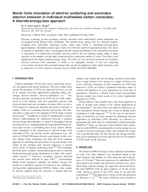 (PDF) Monte Carlo simulation of electron scattering and secondary ...