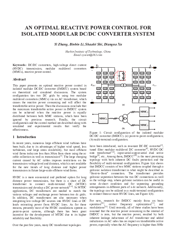 (PDF) An optimal reactive power control for isolated modular DC/DC ...