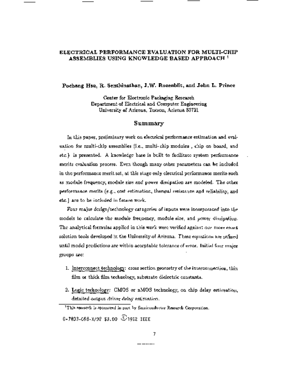 (PDF) Electrical performance evaluation for multi-chip assemblies using ...