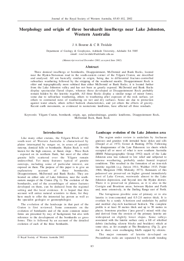 (PDF) Morphology and origin of three bornhardt inselbergs near Lake ...
