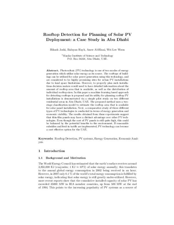 (PDF) Rooftop Detection for Planning of Solar PV Deployment: A Case ...