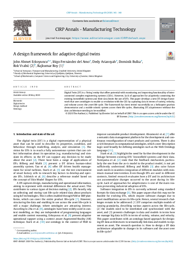 (PDF) A design framework for adaptive digital twins