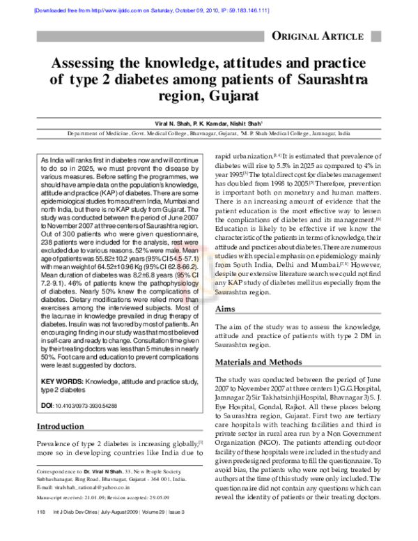 (PDF) Assessing the knowledge, attitudes and practice of type 2 ...