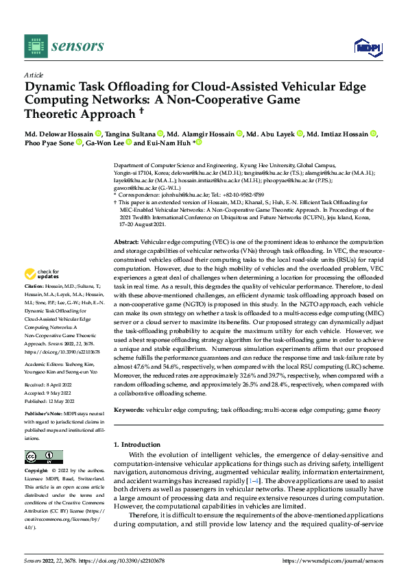 (PDF) Dynamic Task Offloading for Cloud-Assisted Vehicular Edge ...