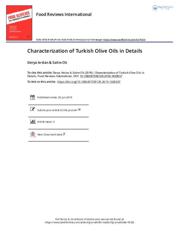 (PDF) Characterization of Turkish Olive Oils in Details