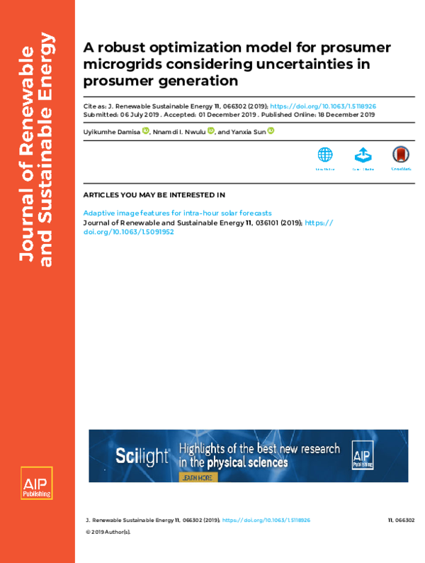 (PDF) A robust optimization model for prosumer microgrids considering ...