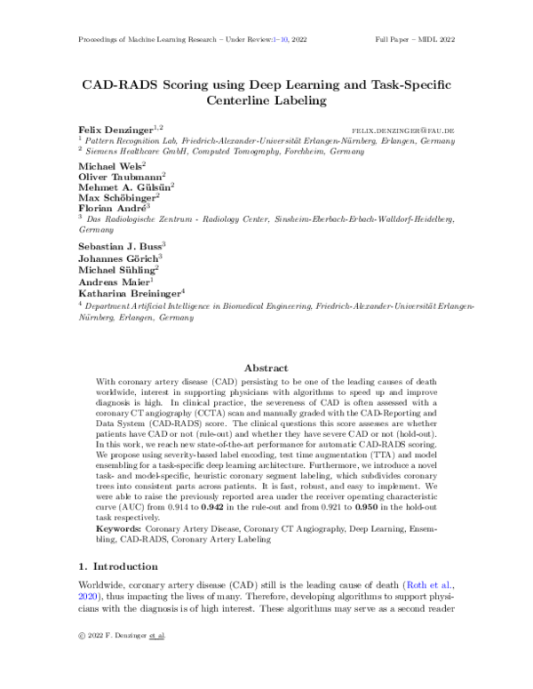  PDF CAD RADS Scoring Using Deep Learning And Task Specific Centerline 