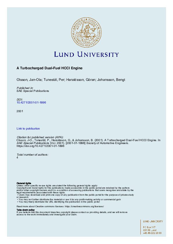 (PDF) A Turbo Charged Dual Fuel HCCI Engine