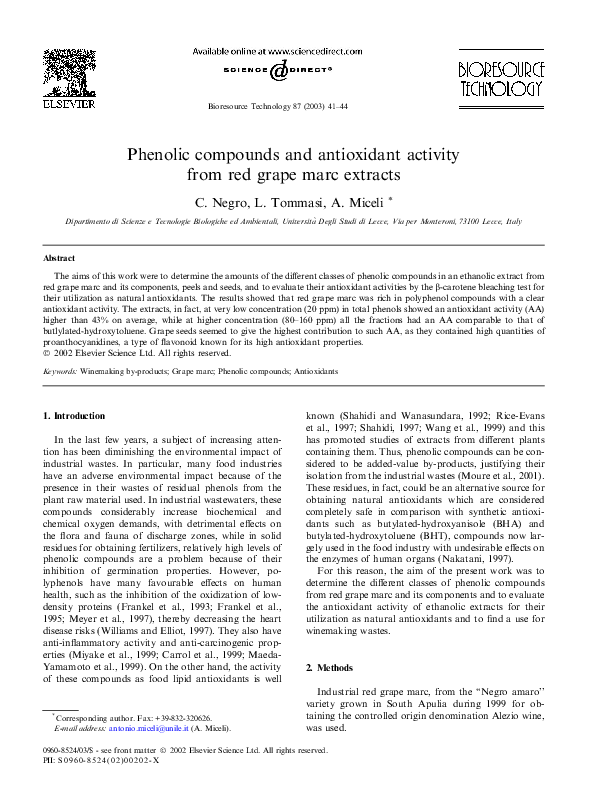 (PDF) Phenolic compounds and antioxidant activity from red grape marc ...