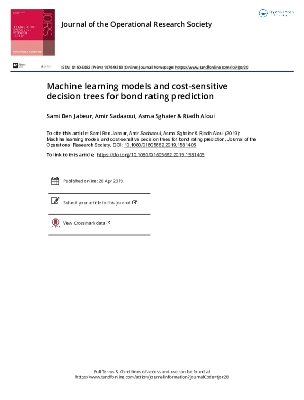 (PDF) Machine learning models and cost-sensitive decision trees for ...