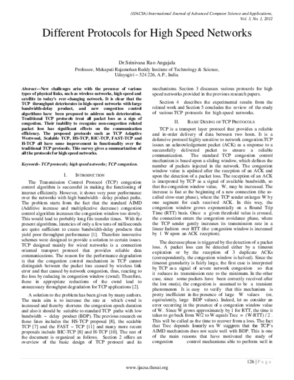 (PDF) Different Protocols for High Speed Networks
