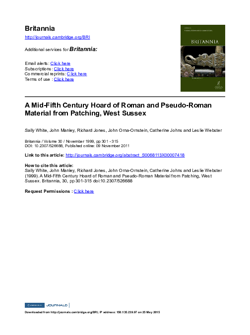 (PDF) A Mid-Fifth Century Hoard of Roman and Pseudo-Roman Material from ...