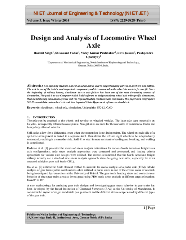 (PDF) Design and Analysis of Wheel Axle Editor NIETJET