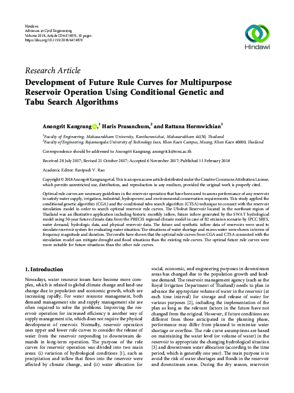 (PDF) Development of Future Rule Curves for Multipurpose Reservoir ...
