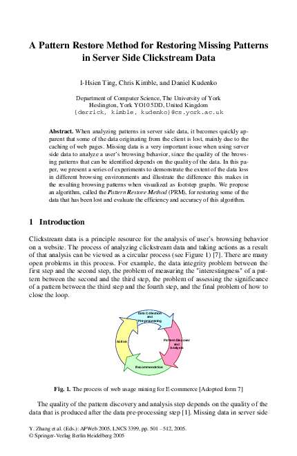(PDF) A Pattern Restore Method for Restoring Missing Patterns in Server ...
