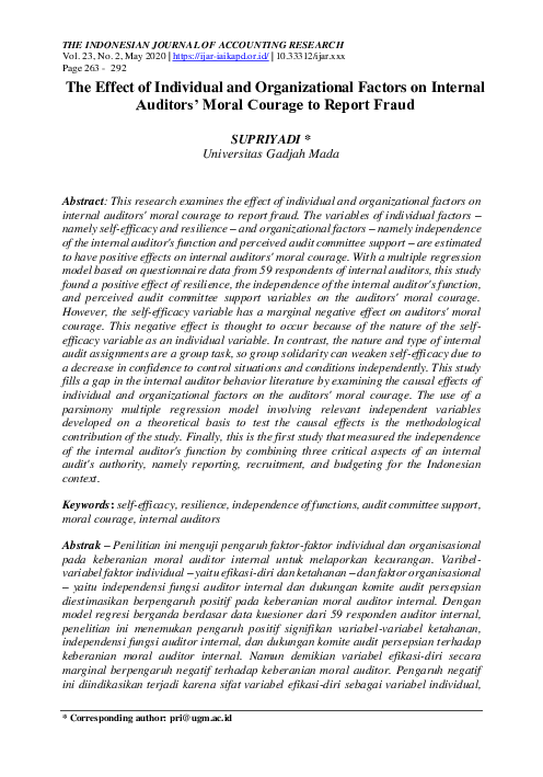 (PDF) The Effect of Individual and Organizational Factors on Internal ...