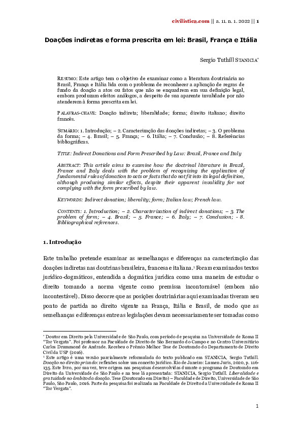(PDF) [ARTIGO] DOAÇÕES INDIRETAS E FORMA PRESCRITA EM LEI: BRASIL ...