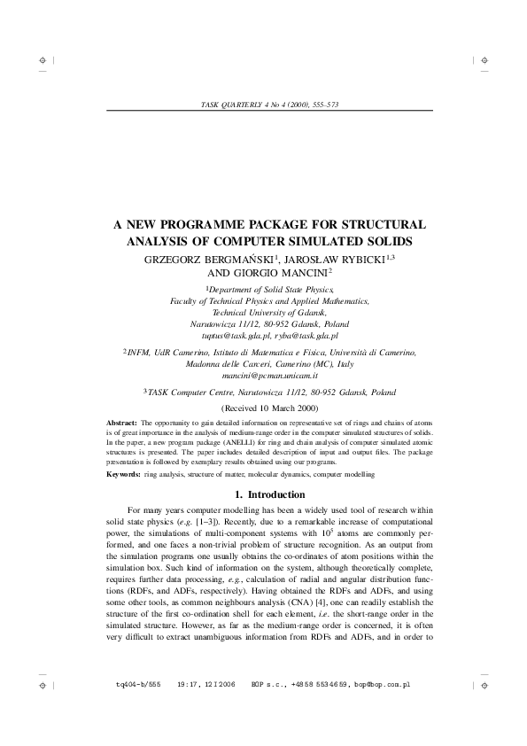 (PDF) A New Programme Package for Structural Analysis of Computer ...