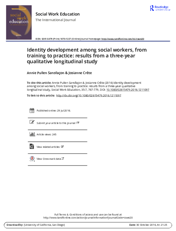 (PDF) Identity development among social workers, from training to ...
