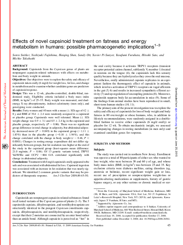 (PDF) Effects of novel capsinoid treatment on fatness and energy ...