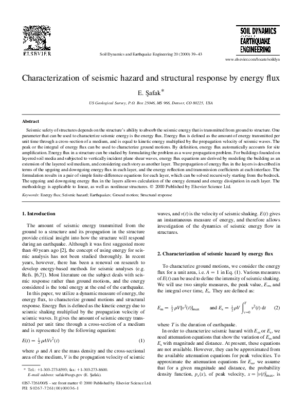 (PDF) Characterization of seismic hazard and structural response by ...