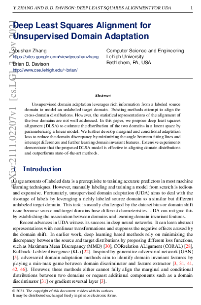 (PDF) Deep Least Squares Alignment for Unsupervised Domain Adaptation