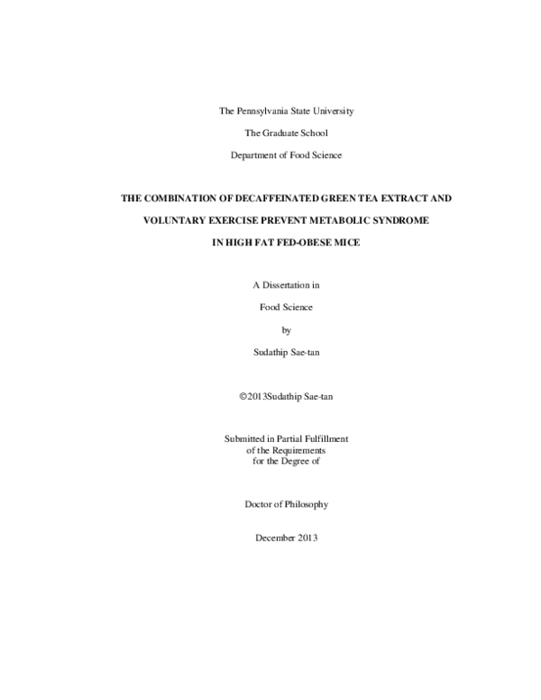 (PDF) The combination of decaffeinated green tea extract and voluntary ...