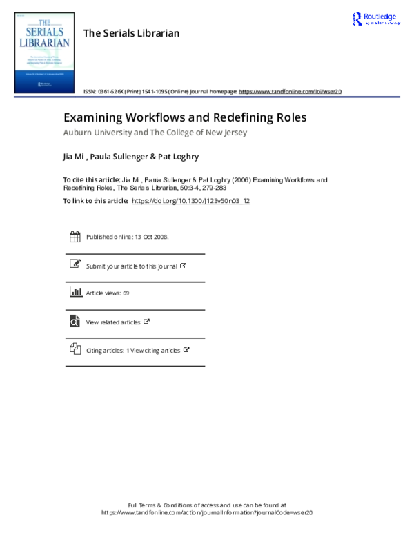(PDF) Examining Workflows and Redefining Roles
