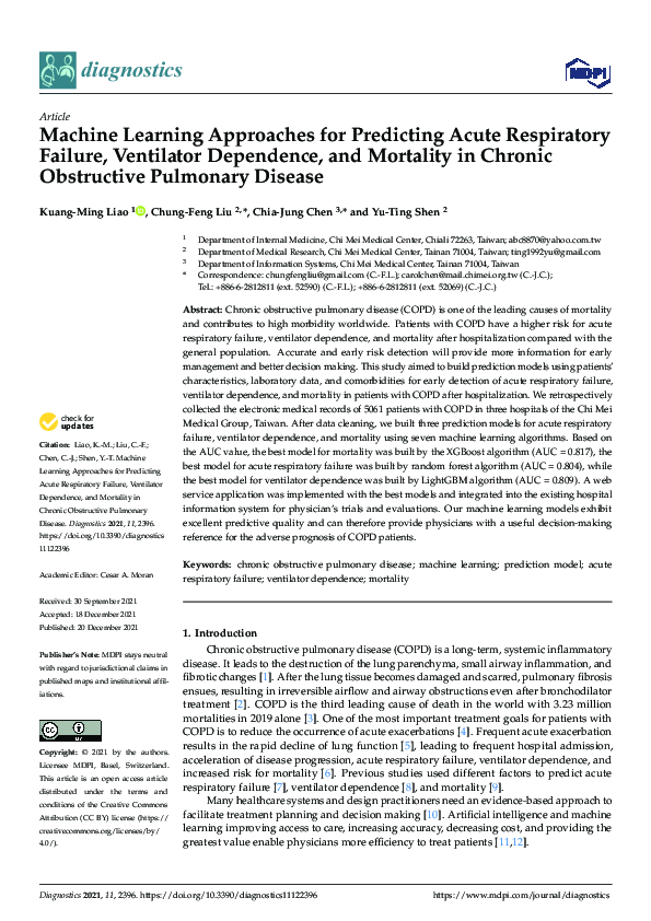 (PDF) Machine Learning Approaches for Predicting Acute Respiratory ...