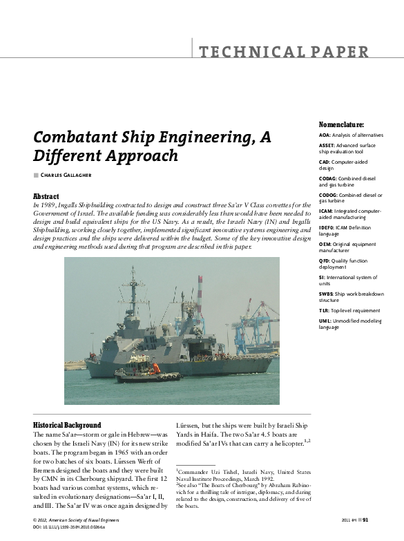 (PDF) Combatant Ship Engineering, A Different Approach