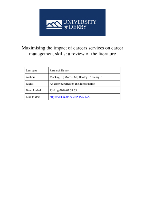 (PDF) Maximising the impact of careers services on career management ...