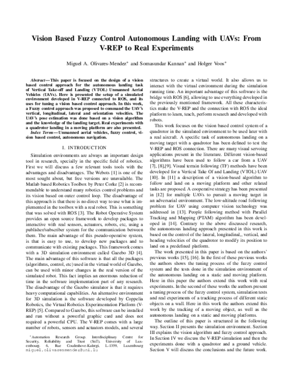 (PDF) Vision based fuzzy control autonomous landing with UAVs: From V ...