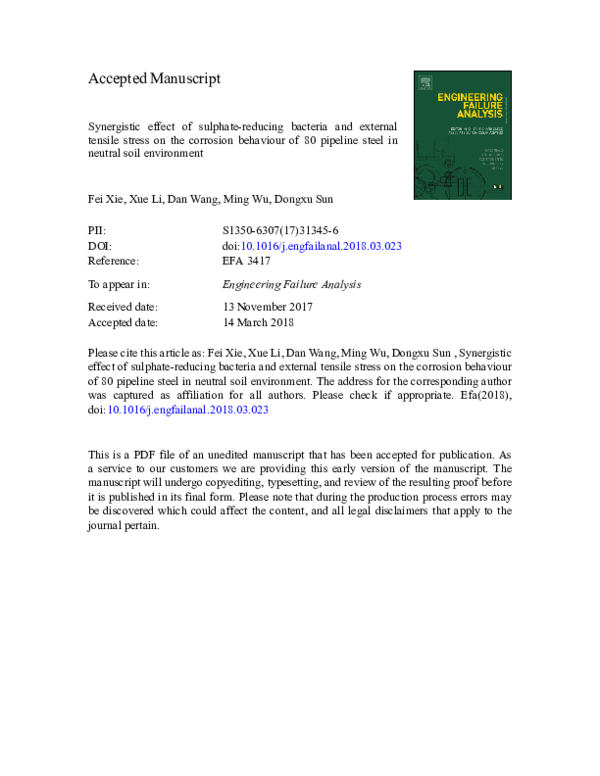 (PDF) Synergistic effect of sulphate-reducing bacteria and external ...