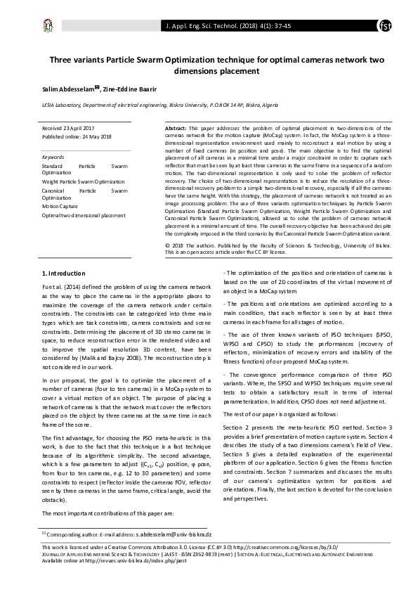 (PDF) Three variants Particle Swarm Optimization technique for optimal ...