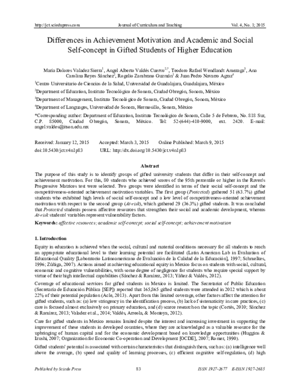 (PDF) Differences in Achievement Motivation and Academic and Social ...
