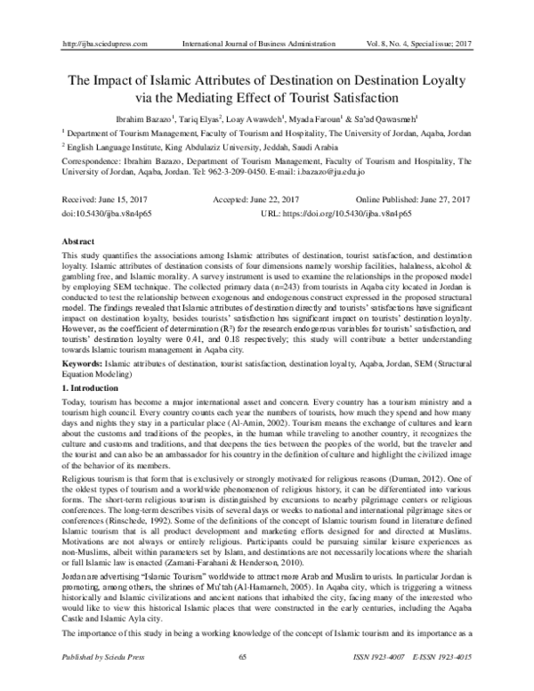 (PDF) The Impact of Islamic Attributes of Destination on Destination ...