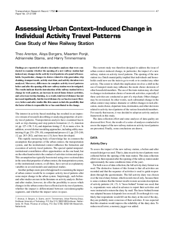 (PDF) Assessing Urban Context-Induced Change in Individual Activity ...