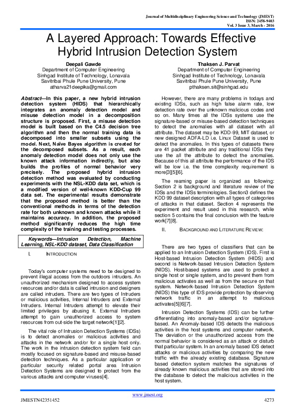 (PDF) A Layered Approach: Towards Effective Hybrid Intrusion Detection ...