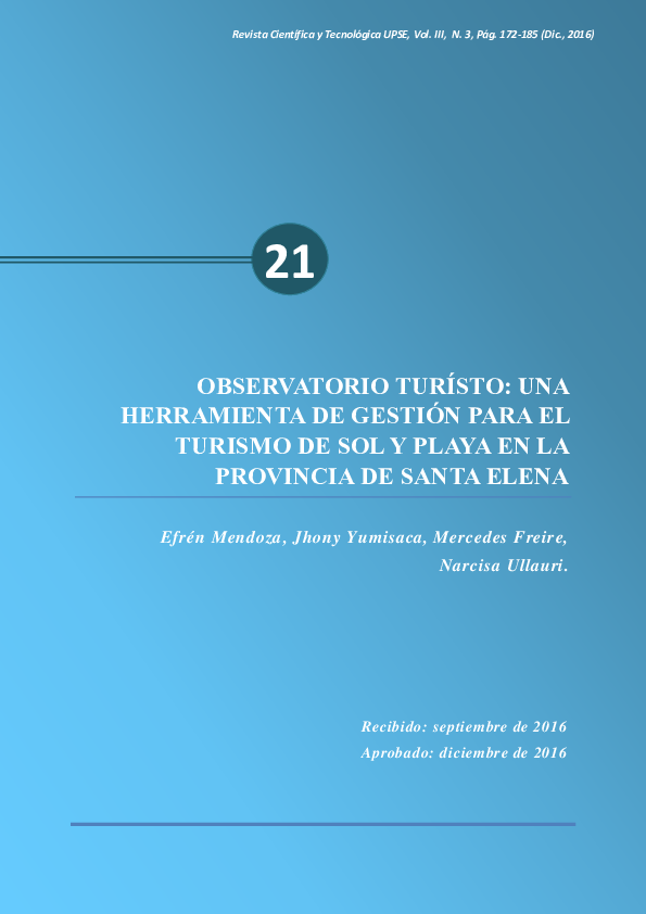 (PDF) Observatorio turístico: Una herramienta de gestión para el ...