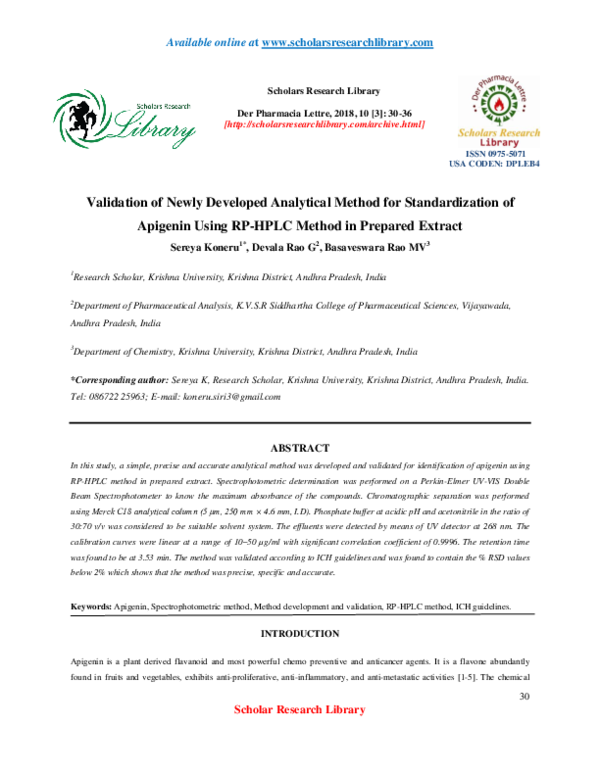 (PDF) Development and Validation of Analytical Method for ...