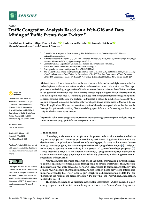 (PDF) Traffic Congestion Analysis Based on a Web-GIS and Data Mining of ...