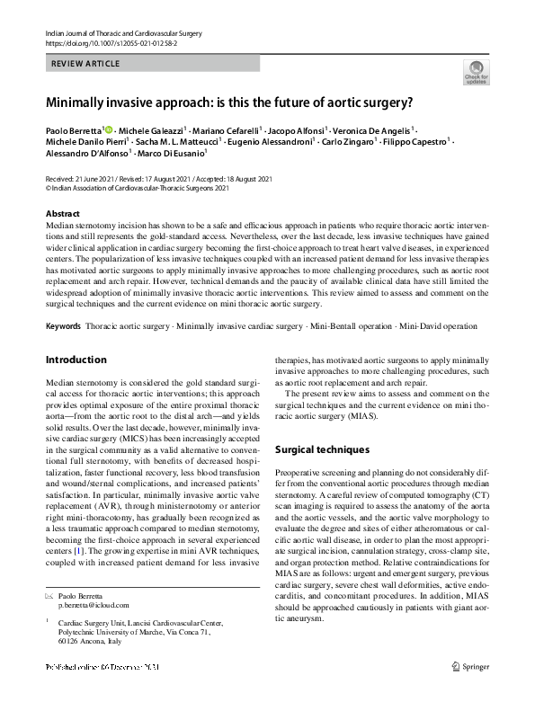 (PDF) Minimally invasive approach: is this the future of aortic surgery?