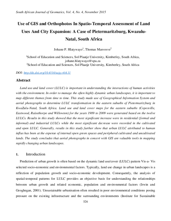 (PDF) Use of GIS and Orthophotos In Spatio-Temporal Assessment of Land ...