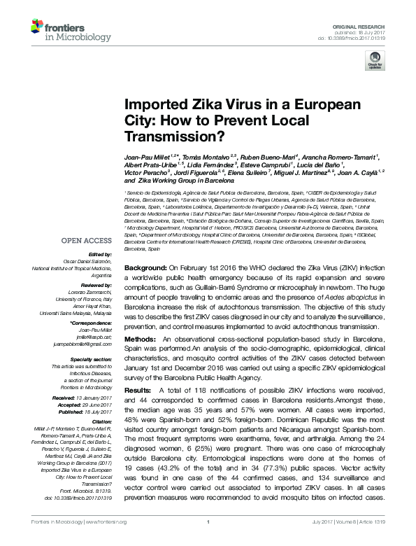 (PDF) Imported Zika Virus in a European City: How to Prevent Local ...