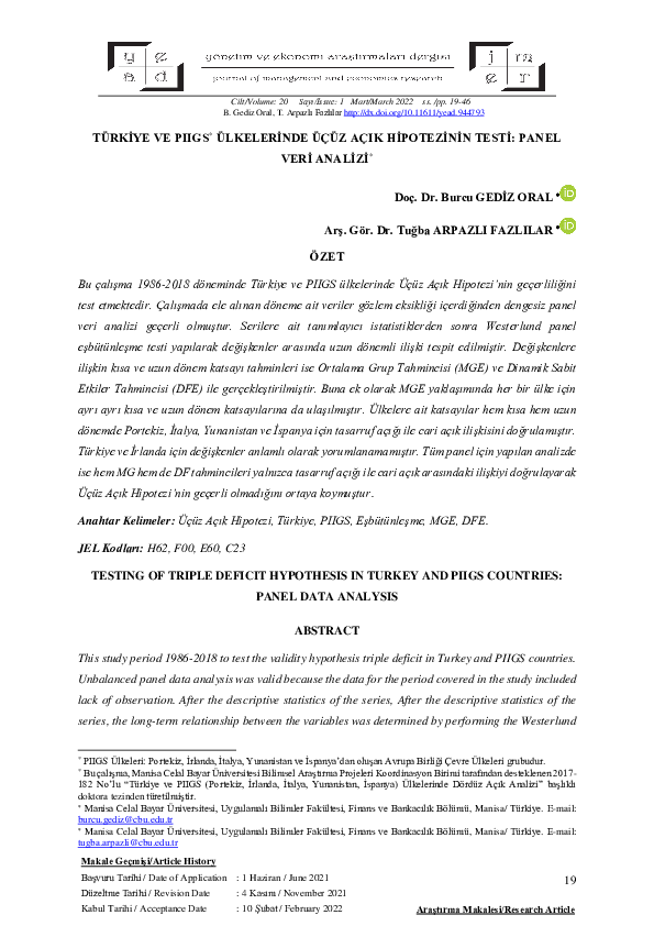 (PDF) Testing of Triple Deficit Hypothesis in Turkey and Piigs ...