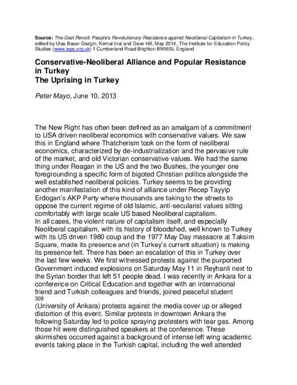 (PDF) Conservative-Neoliberal alliance and popular resistance in Turkey ...