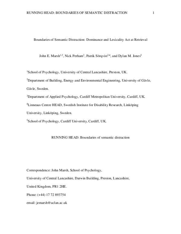 (PDF) Boundaries of semantic distraction: dominance and lexicality act ...